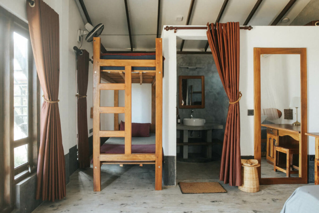 Bunk beds in a Family Cabana at Stay Golden, Arugam Bay